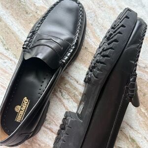 Sebago Women’s Black Platform Leather Penny Loafers